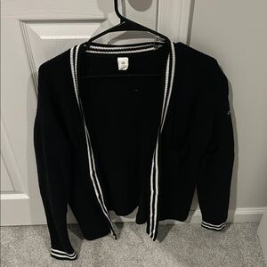 Alo Black and White Knit Cardigan Sweater